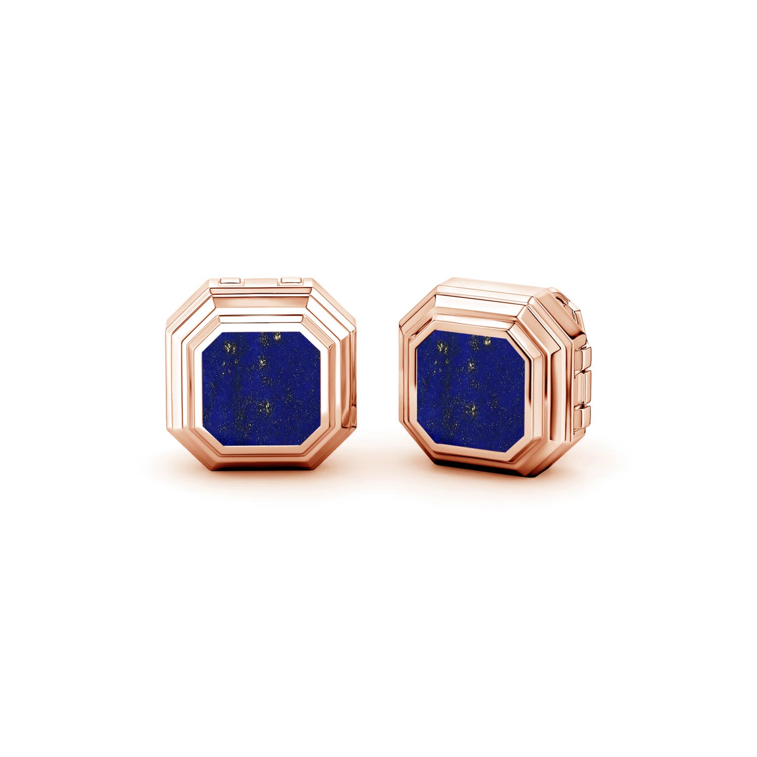 Angara 4.06 Ctw Square Emerald-cut Lapis Lazuli Men's Octagon Button Cover In Gold